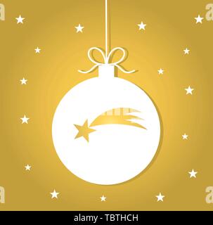 Boule de Noël avec étoile sur fond doré. Vector illustration Illustration de Vecteur