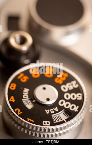 Ancienne SLR camera roll close up Banque D'Images