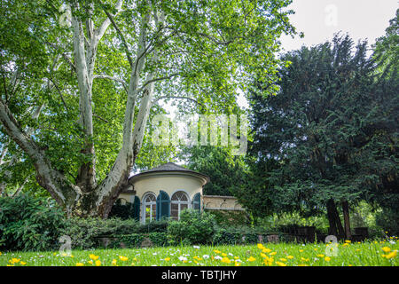 Nebbiensches Nebbien Gartenhaus, Summerhouse, du pavillon classiciste, northside à semi-exedra, Frankfurt am Main, Allemagne Banque D'Images