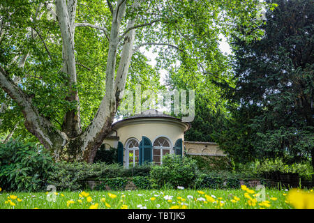 Nebbiensches Nebbien Gartenhaus, Summerhouse, du pavillon classiciste, northside à semi-exedra, Frankfurt am Main, Allemagne Banque D'Images