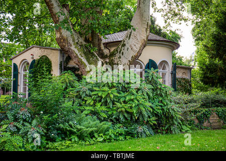 Nebbiensches Nebbien Gartenhaus, Summerhouse, du pavillon classiciste, northside à semi-exedra, Frankfurt am Main, Allemagne Banque D'Images