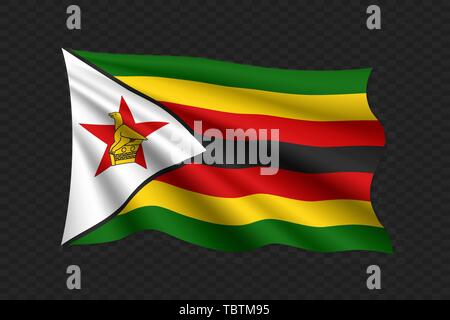 Waving Flag 3D du Zimbabwe. Vector illustration Illustration de Vecteur