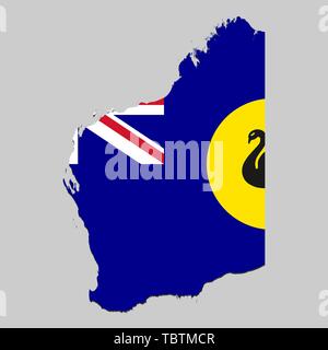 Carte de l'ouest de l'Australie est un état de l'Australie avec drapeau. Vector Illustration Illustration de Vecteur