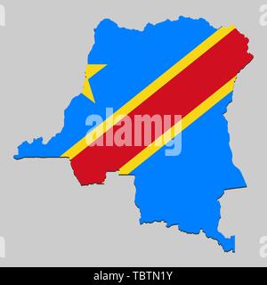 La carte de la RD Congo avec drapeau national. Vector Illustration Illustration de Vecteur