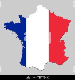Carte de France avec drapeau national. Vector Illustration. Illustration de Vecteur