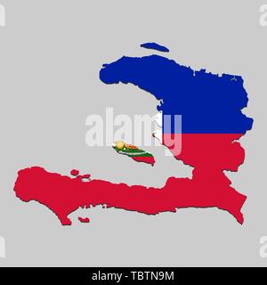 La carte d'Haïti un drapeau national. Vector Illustration Illustration de Vecteur