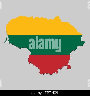 Carte de la Lituanie avec drapeau national. Vector Illustration. Illustration de Vecteur