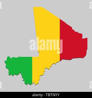 Carte du Mali avec drapeau national. Vector Illustration Illustration de Vecteur