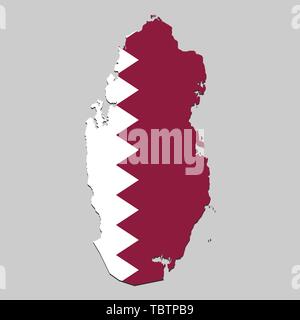 La carte du Qatar avec drapeau national. Vector Illustration Illustration de Vecteur