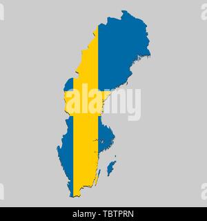 Carte de la Suède avec drapeau national. Vector Illustration. Illustration de Vecteur