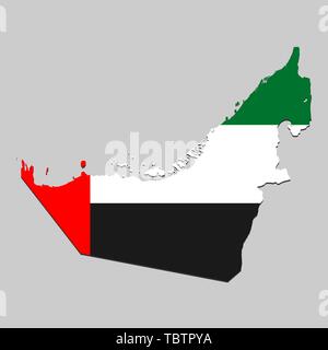Carte des Émirats Arabes Unis avec drapeau national. Vector Illustration Illustration de Vecteur