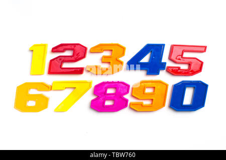 Tas de couleur en plastique nombre arithmétique close up. Banque D'Images