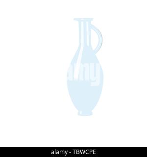 Flacon vide en verre avec poignée. bloc blanc glace carafe sur fond blanc. Pour fiole, jus vin, bière, spiritueux, huile, alcool, jar, les boissons. Illustration de Vecteur