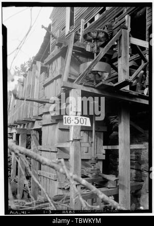 Les bâtiments historiques de l'enquête américaine O. N. Manning, photographe, 20 mars 1934. Course de l'usine. Moffitt's Mill, South Bend, comté de Lee, AL Banque D'Images