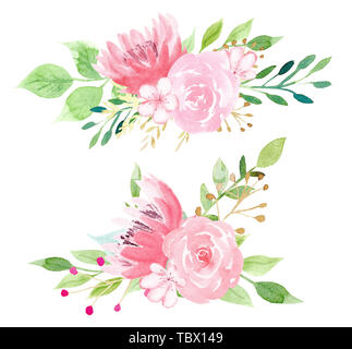Fleurs et feuillages illustration raster Banque D'Images