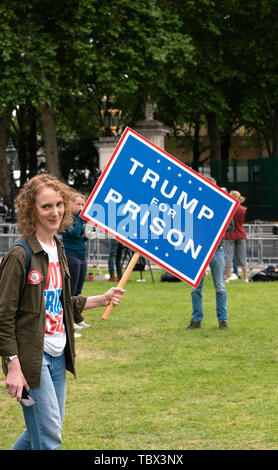 London, UK 3 juin 2019 manifestants anti Trump se réunissent à St James Park Banque D'Images