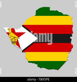 La carte du Zimbabwe avec drapeau national. Vector Illustration Illustration de Vecteur