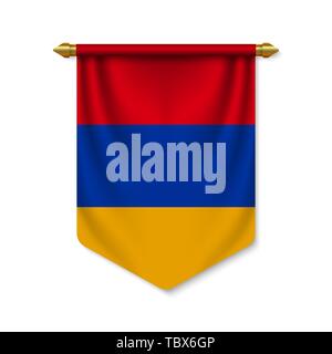 3D réaliste avec fanion drapeau de l'Arménie. Vector illustration Illustration de Vecteur