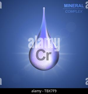 Le chrome métal shining blue drop icône .fond complexe minéral Illustration de Vecteur