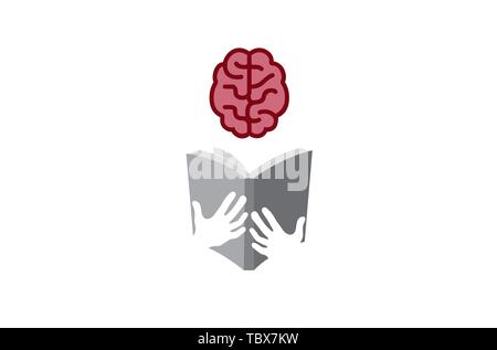 Livre Brain Reading logo Design Illustration Illustration de Vecteur