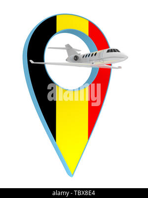 Avion privé avec code pin drapeau Belgique navigation. Le rendu 3D Banque D'Images