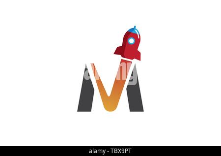 Creative Rocket M lettre logo symbole Vector Design Illustration Illustration de Vecteur