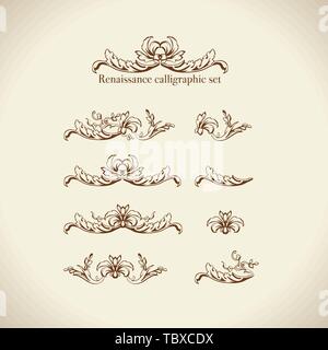 Vector set de calligraphie les éléments de conception, la page du décor, diviseurs et ornate headpieces Illustration de Vecteur