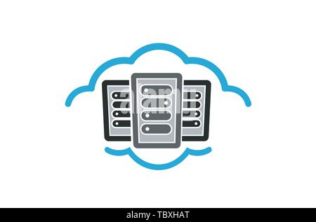 Illustration de la conception du symbole vectoriel du logo Cloud Host Illustration de Vecteur