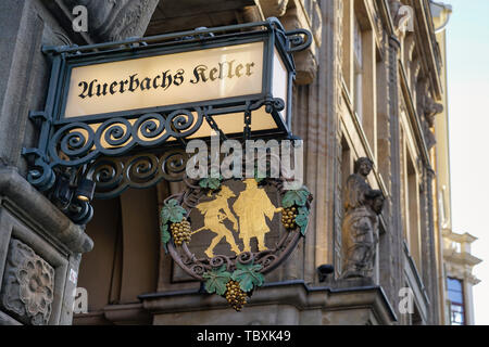 Signe de l'Auerbachs Keller, Leipzig, Allemagne Banque D'Images