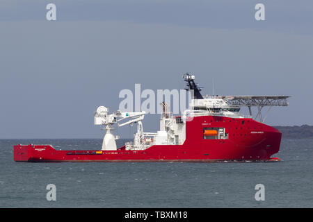 Force frontalière australienne off shore bateau polyvalent Ocean Shield à Jervis bay. Banque D'Images