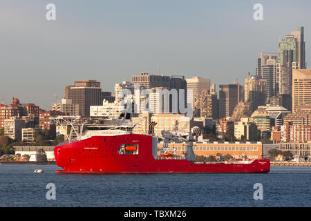 Force frontalière australienne off shore polyvalent Ocean Shield du navire dans le port de Sydney. Banque D'Images