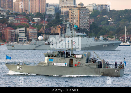 Forum du Pacifique bateau de patrouille de classe FSS Micronésie (EFM02) de la Gouvernement micronésien dans le port de Sydney. Banque D'Images