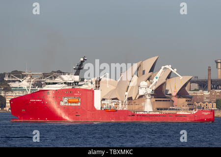 Force frontalière australienne off shore polyvalent Ocean Shield du navire dans le port de Sydney. Banque D'Images