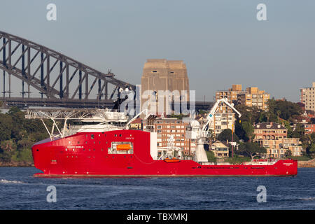 Force frontalière australienne off shore polyvalent Ocean Shield du navire dans le port de Sydney. Banque D'Images