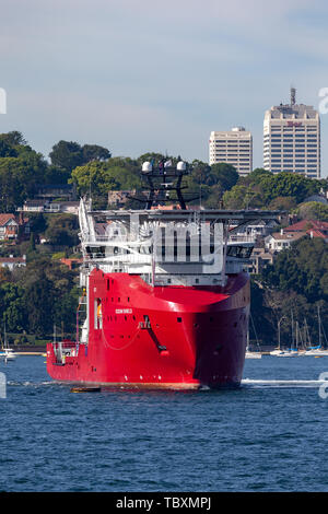 Force frontalière australienne off shore polyvalent Ocean Shield du navire dans le port de Sydney. Banque D'Images