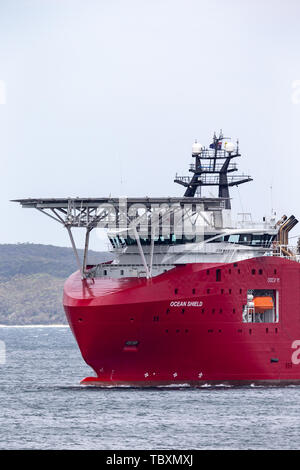 Force frontalière australienne off shore bateau polyvalent Ocean Shield à Jervis bay. Banque D'Images