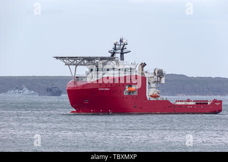 Force frontalière australienne off shore bateau polyvalent Ocean Shield à Jervis bay. Banque D'Images