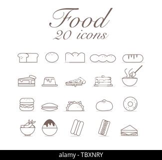 20 icônes pour définir l'alimentation conception infographique.vector Illustration de Vecteur