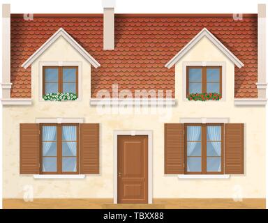 La façade historique de la maison européenne. Illustration de Vecteur