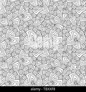 Jardin floral style Doodle motif transparent. Livre de coloriage, illustration vectorielle Illustration de Vecteur