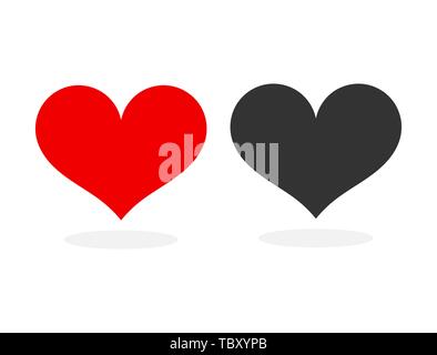Coeurs rouges et noirs d'icônes. Vector illustration Illustration de Vecteur