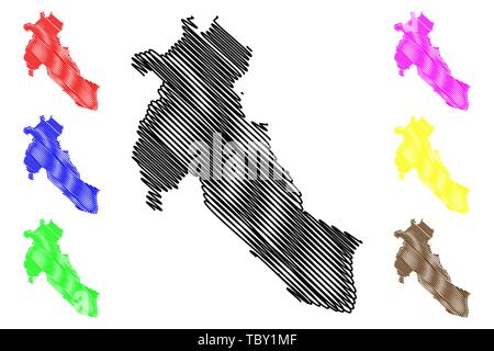 Province de Djelfa (Provinces de l'Algérie, la République démocratique populaire lao de l'Algérie) map vector illustration, scribble sketch carte de Djelfa Illustration de Vecteur