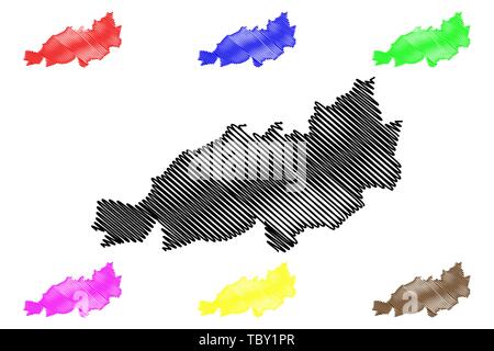 Province de Blida (Provinces de l'Algérie, la République démocratique populaire lao de l'Algérie) map vector illustration gribouillage, croquis Blida site Illustration de Vecteur