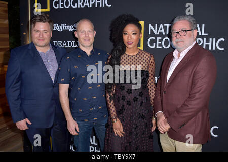 Los Angeles, USA. 09Th Juin, 2019. Benjamin Wallfisch, Tom Hugh-Jones, Judith Hill et Guillermo Navarro au National Geographic lice Showcase FYC événement au théâtre grec. Los Angeles, 02.06.2019 | Conditions de crédit dans le monde entier : dpa/Alamy Live News Banque D'Images