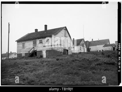 Côtés nord et ouest Saint George Eglise orthodoxe russe, la maison de prêtre, Saint George Island, îles Pribilof, Saint George, zone de recensement de l'ouest des îles Aléoutiennes, AK Banque D'Images