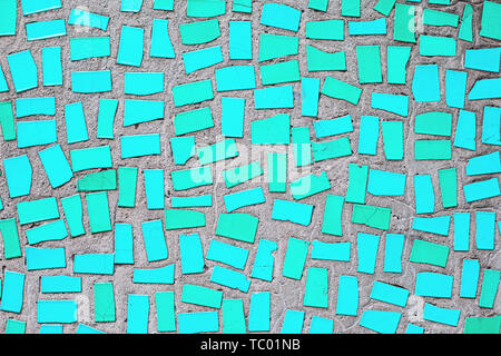 Gros plan du quartier branché de couleur menthe à motifs de carreaux en céramique mosaïque abstract background Banque D'Images
