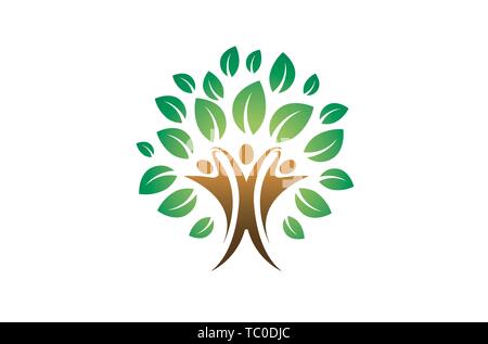 Illustration de la conception du logo Creative People Tree Illustration de Vecteur