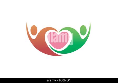 Illustration de la création d'un couple abstrait et d'un cœur à l'intérieur du logo Symbol Illustration de Vecteur