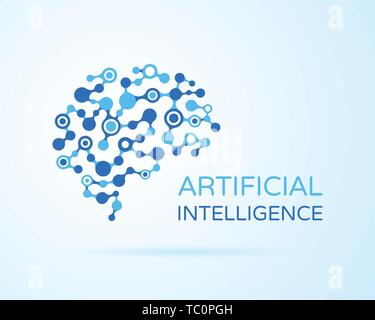 L'Intelligence Artificielle (IA) logo Vector. L'intelligence artificielle (IA), l'apprentissage en profondeur de la machine, l'exploration de données et les technologies informatiques modernes un autre co Illustration de Vecteur