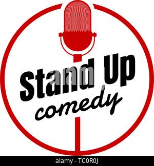 Stand up comedy night live show tour signe. Microphone rétro avec l'inscription. Vintage vector illustration EPS10 Illustration de Vecteur